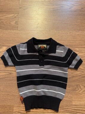 Children's Black & Gray Striped Polo Shirt